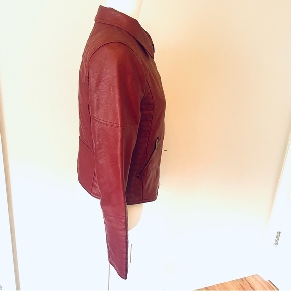 Love Tree Faux Leather Biker Jacket – Red Burgundy – Size Small - Picture 6 of 14